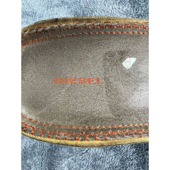 Diesel Faux Wooden Heel Sandals Yellow Orange Suede Leather Open Toe - Picture 10 of 10